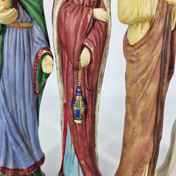 Nativity Scene Tall Skinny Porcelain Figures 5 Pcs Mary Joseph Baby Wise Man 10" - Picture 11 of 13